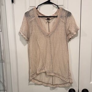 We The Free Light Beige V-Neck Tee